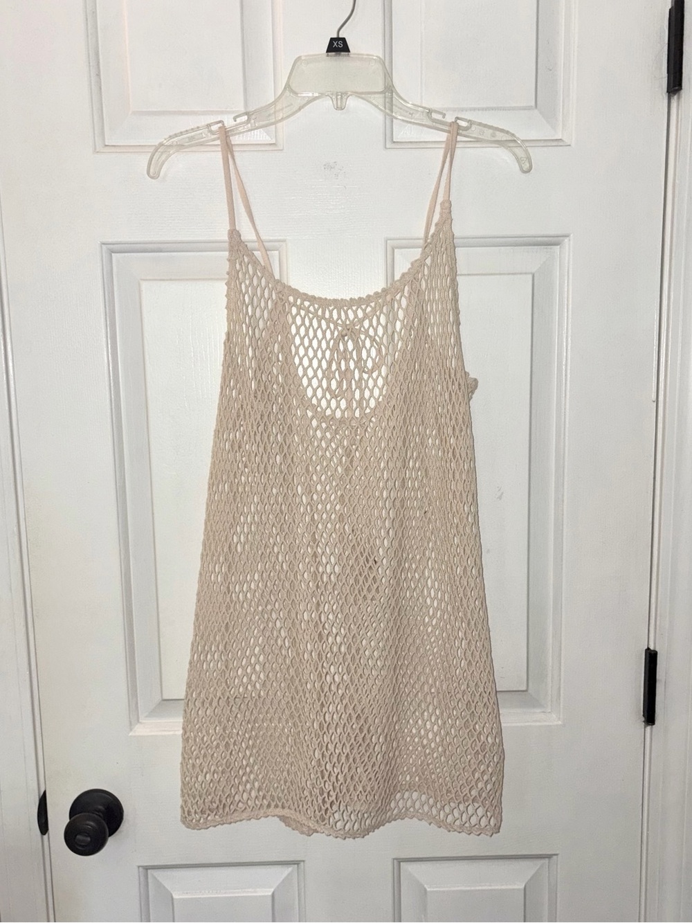 Cream Crochet Open Knit Sleeveless Tunic/Cover-Up